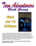 Teen Adventurers Book Club - Wed Jul 19 at 2pm